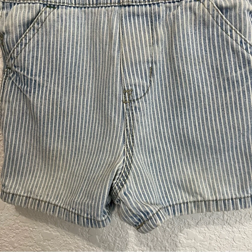 VTG Oshkosh Baby BGosh 12 Months Vestbak Overall Shorts Blue Stripes Shortalls